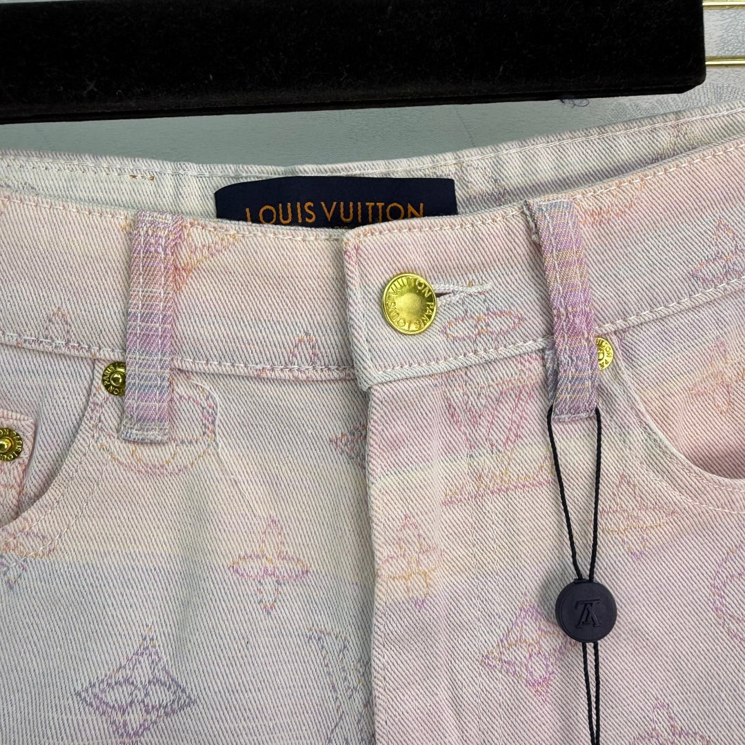25Ss Frühling und Sommer Neue gerade Jeansshorts mit farbigen Buchstaben und Jacquard
