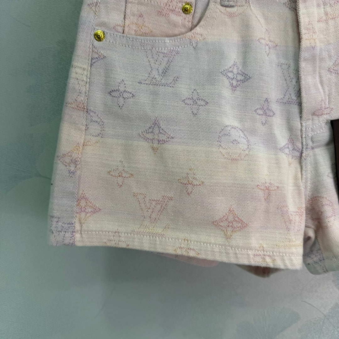 25Ss Frühling und Sommer Neue gerade Jeansshorts mit farbigen Buchstaben und Jacquard
