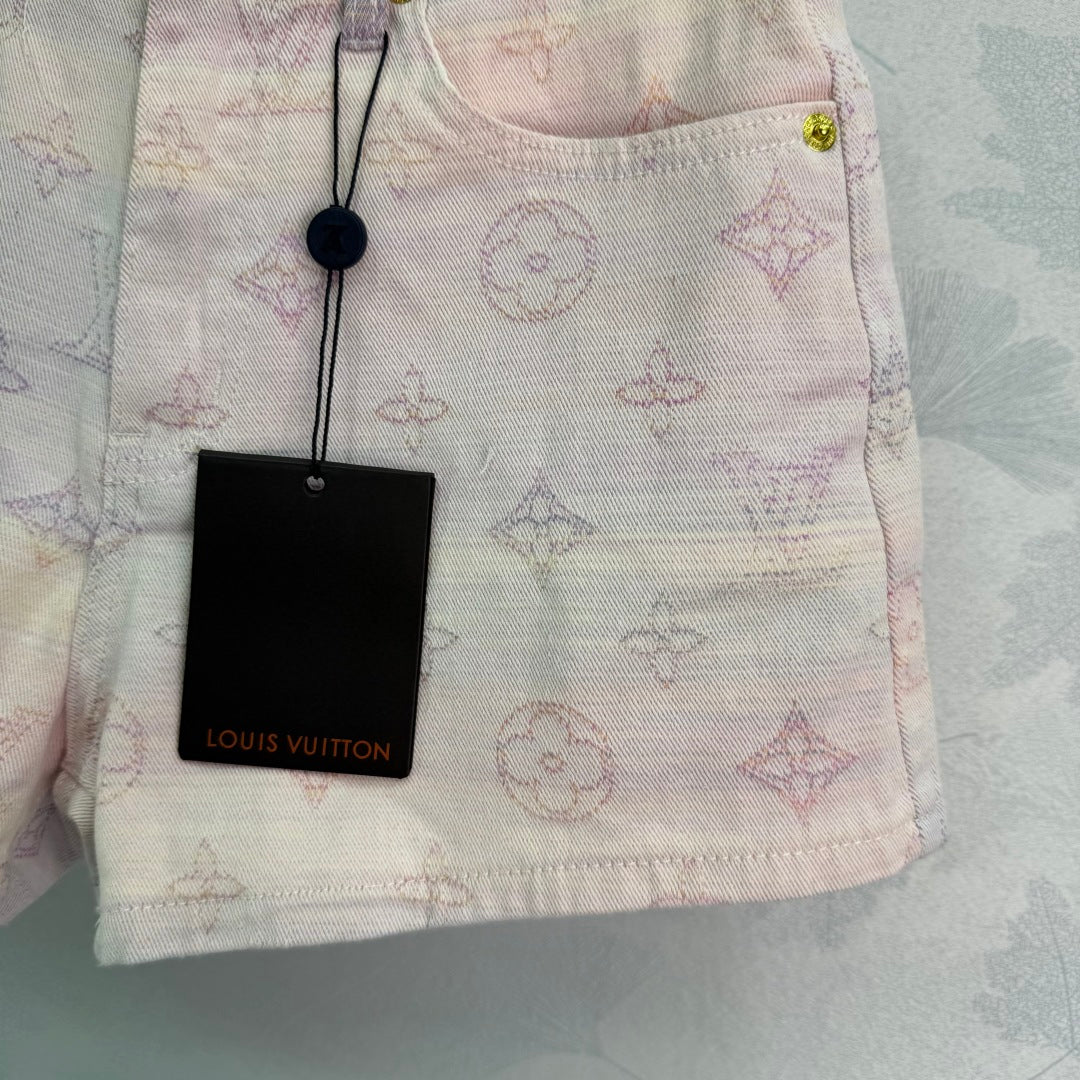 25Ss Frühling und Sommer Neue gerade Jeansshorts mit farbigen Buchstaben und Jacquard