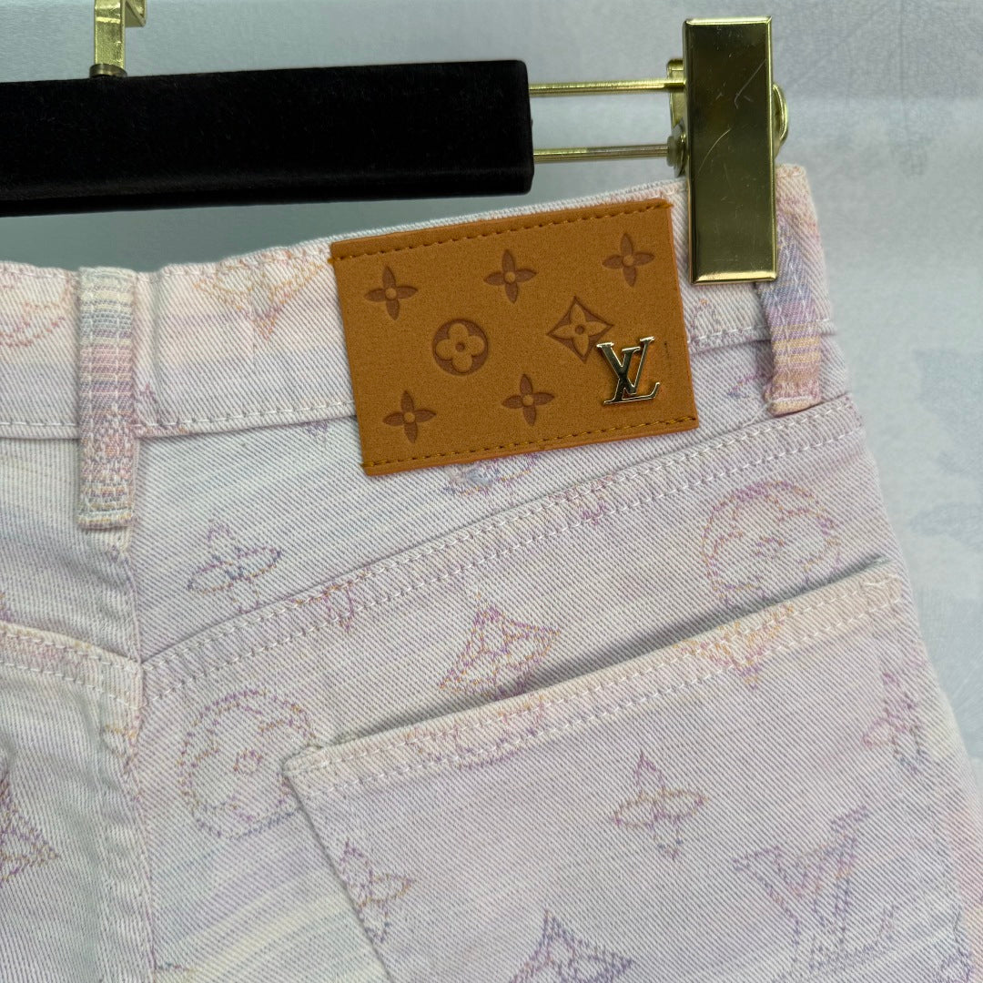 25Ss Frühling und Sommer Neue gerade Jeansshorts mit farbigen Buchstaben und Jacquard
