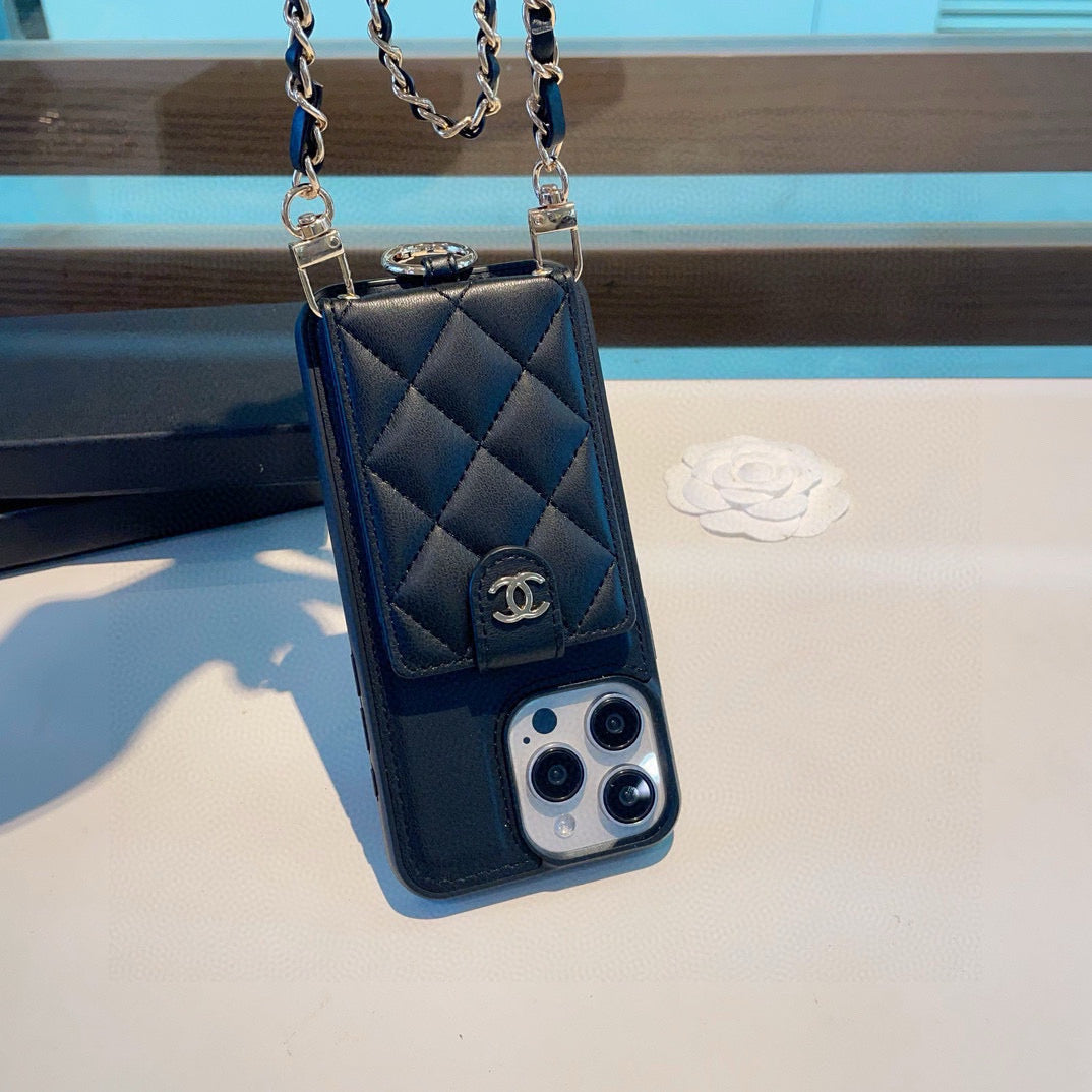 The phone case comes with a card holder ring buckle and can be worn crossbody