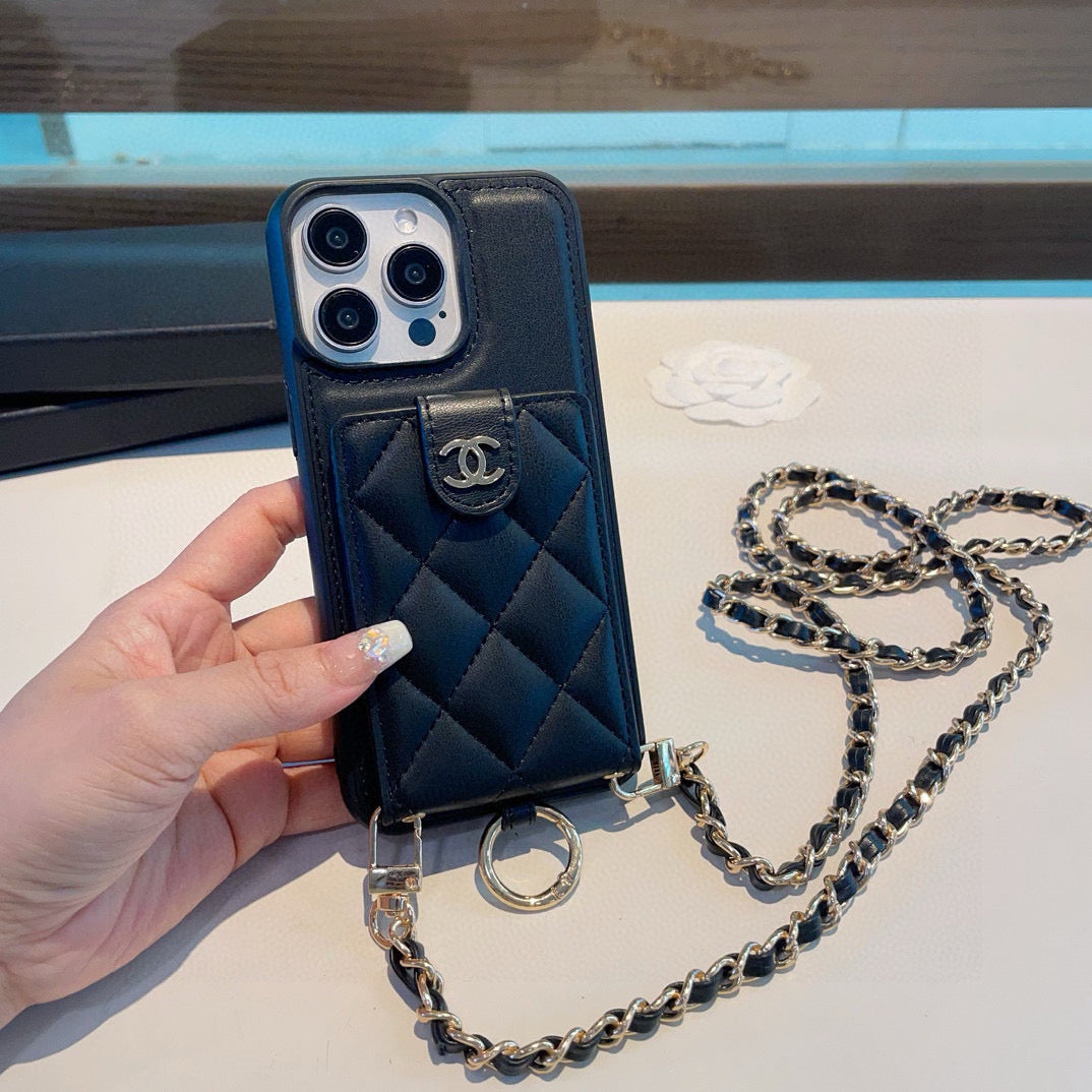 The phone case comes with a card holder ring buckle and can be worn crossbody