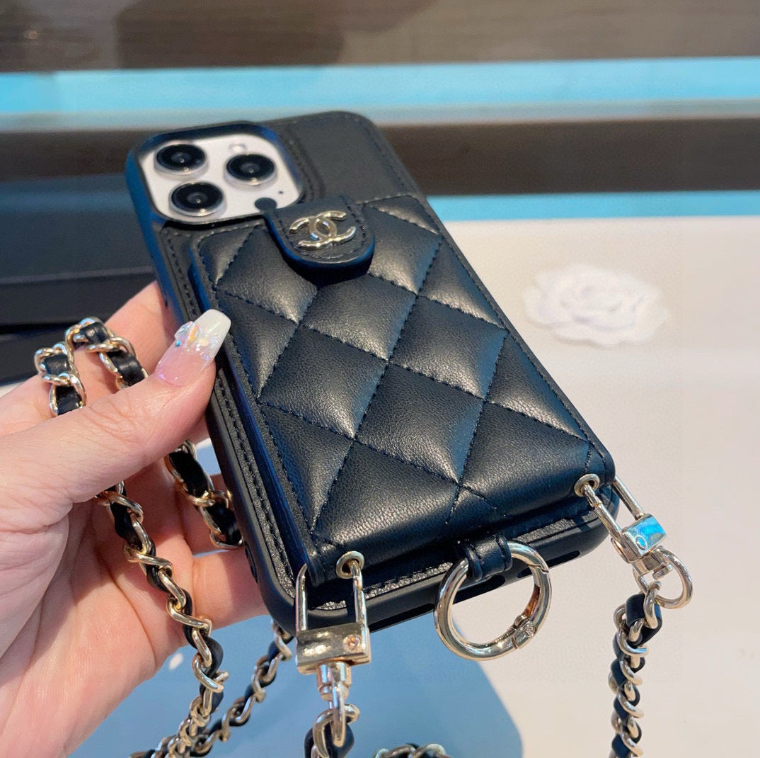 The phone case comes with a card holder ring buckle and can be worn crossbody