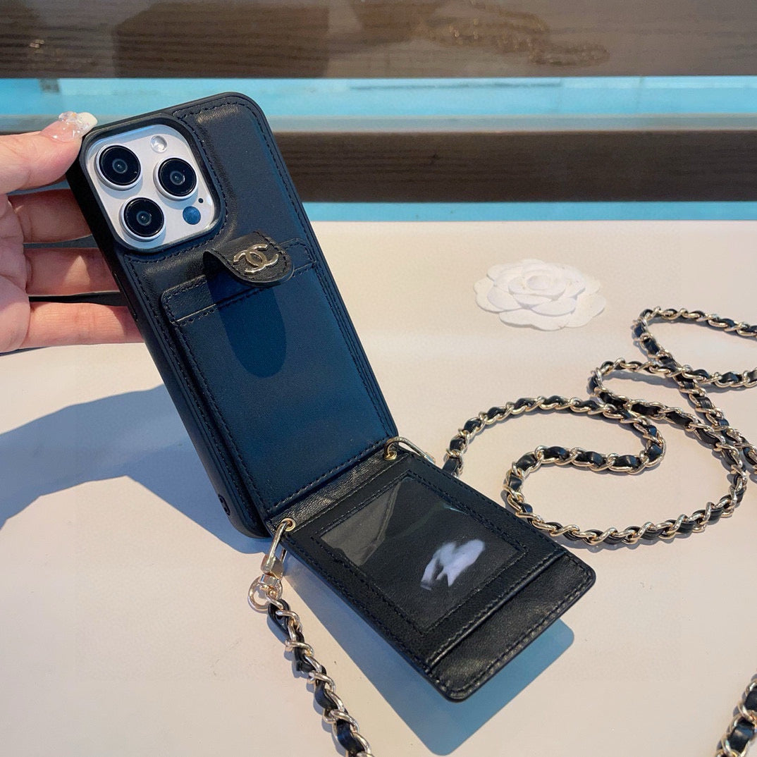 The phone case comes with a card holder ring buckle and can be worn crossbody