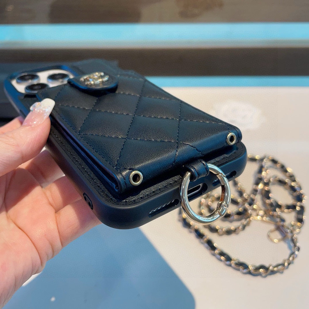The phone case comes with a card holder ring buckle and can be worn crossbody