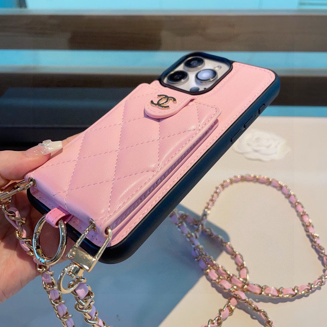 The phone case comes with a card holder ring buckle and can be worn crossbody