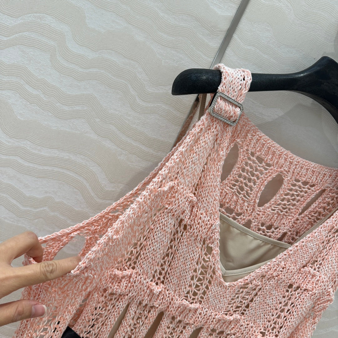 C 25 Wispy Crochet Knit Tank Top (with Butterfly Belt)