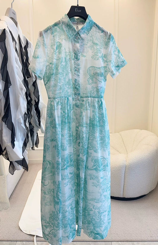 D 25 Nouvelles robes longues à manches courtes et imprimé animal de la jungle