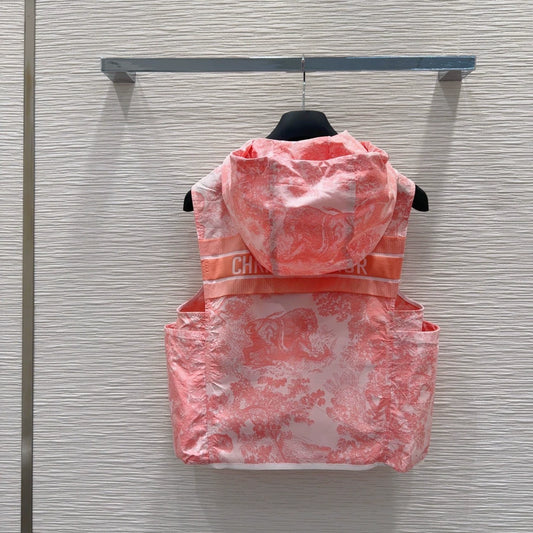 D 25 Nouveau gilet à capuche boutonné avec broderie d'abeille imprimée