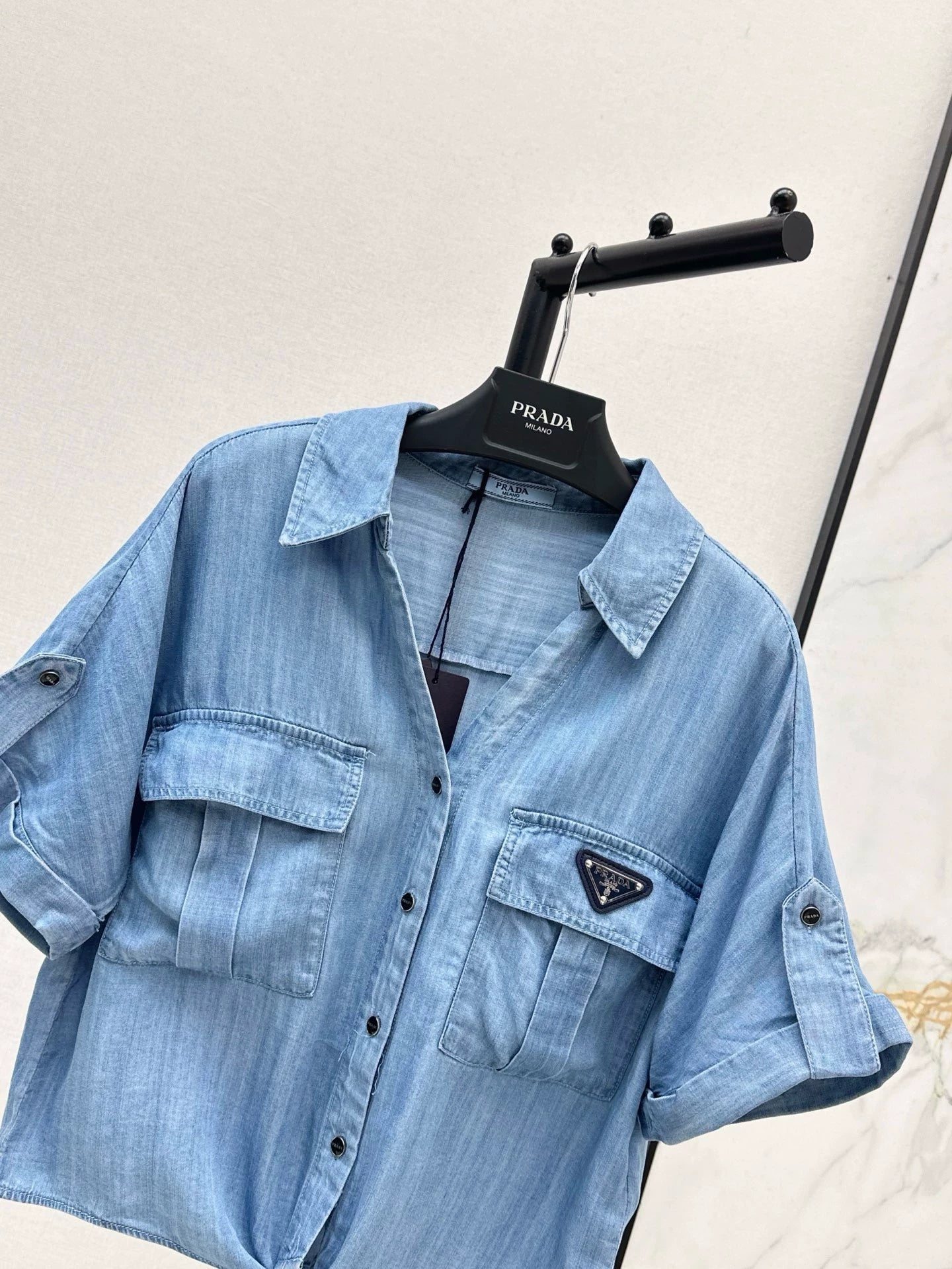 P Spring/Summer 25 Lace-up bow denim shirt