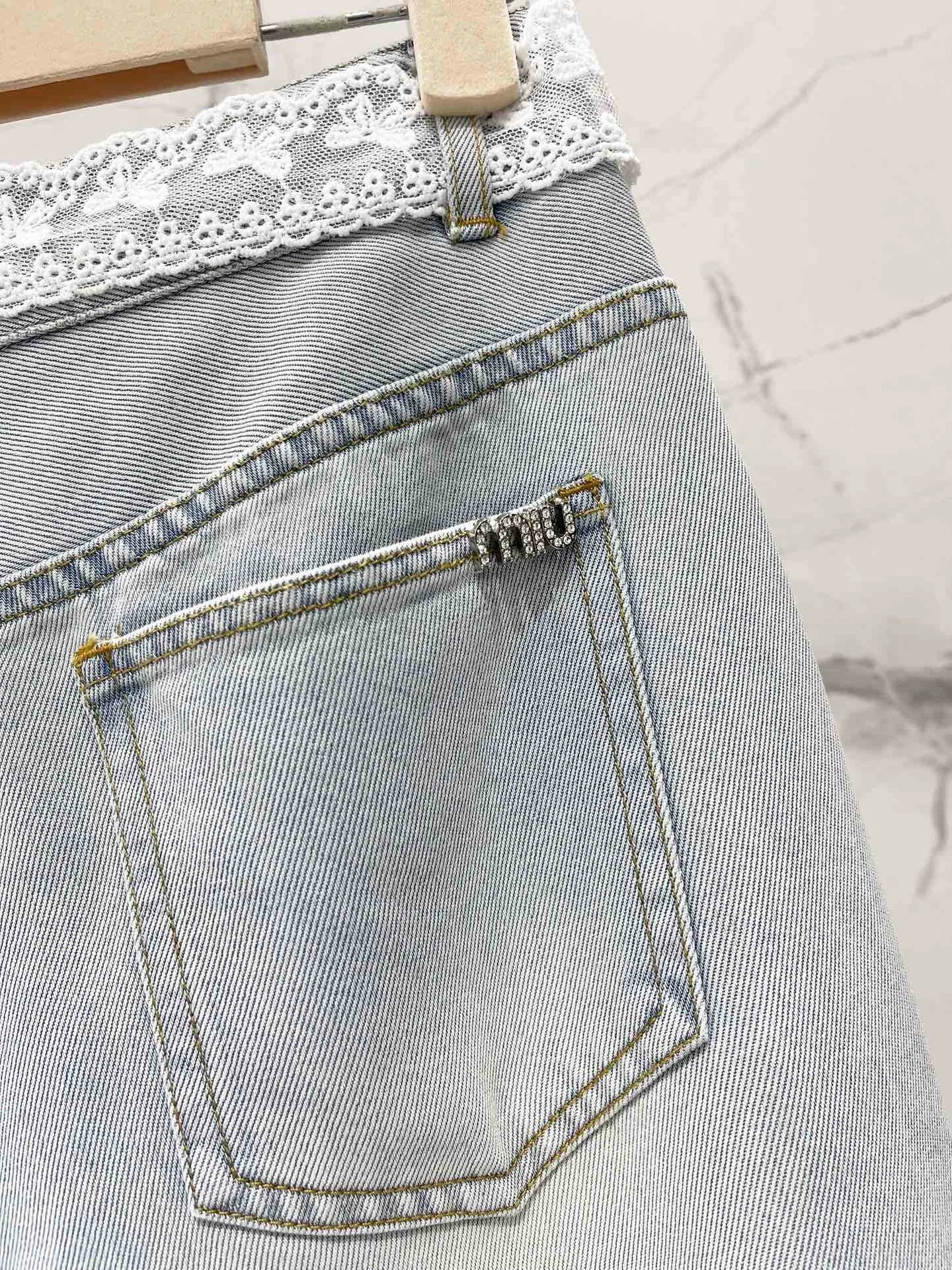 M 25 frühling und sommer neue dünne spitze heißer diamant gerade jeans