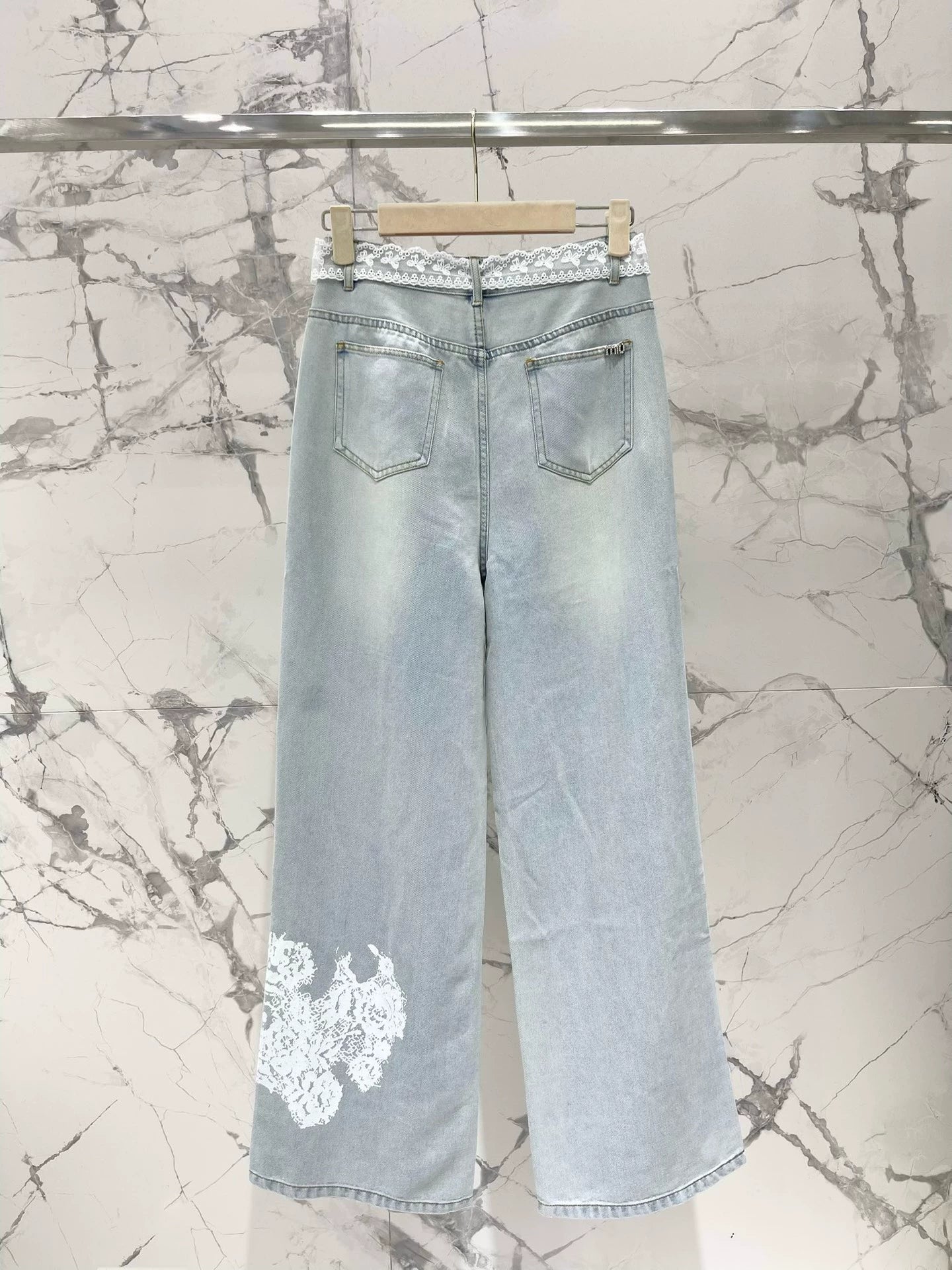 M 25 frühling und sommer neue dünne spitze heißer diamant gerade jeans