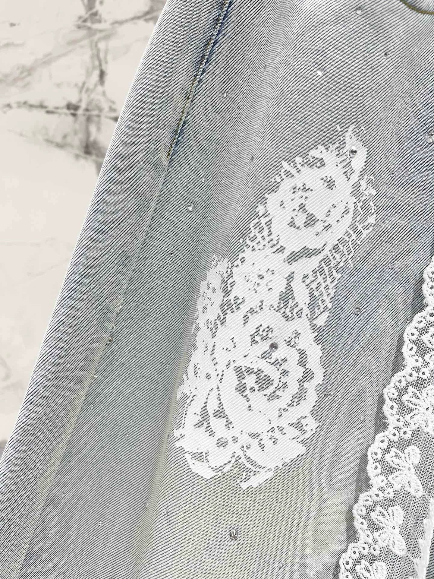 M 25 frühling und sommer neue dünne spitze heißer diamant gerade jeans