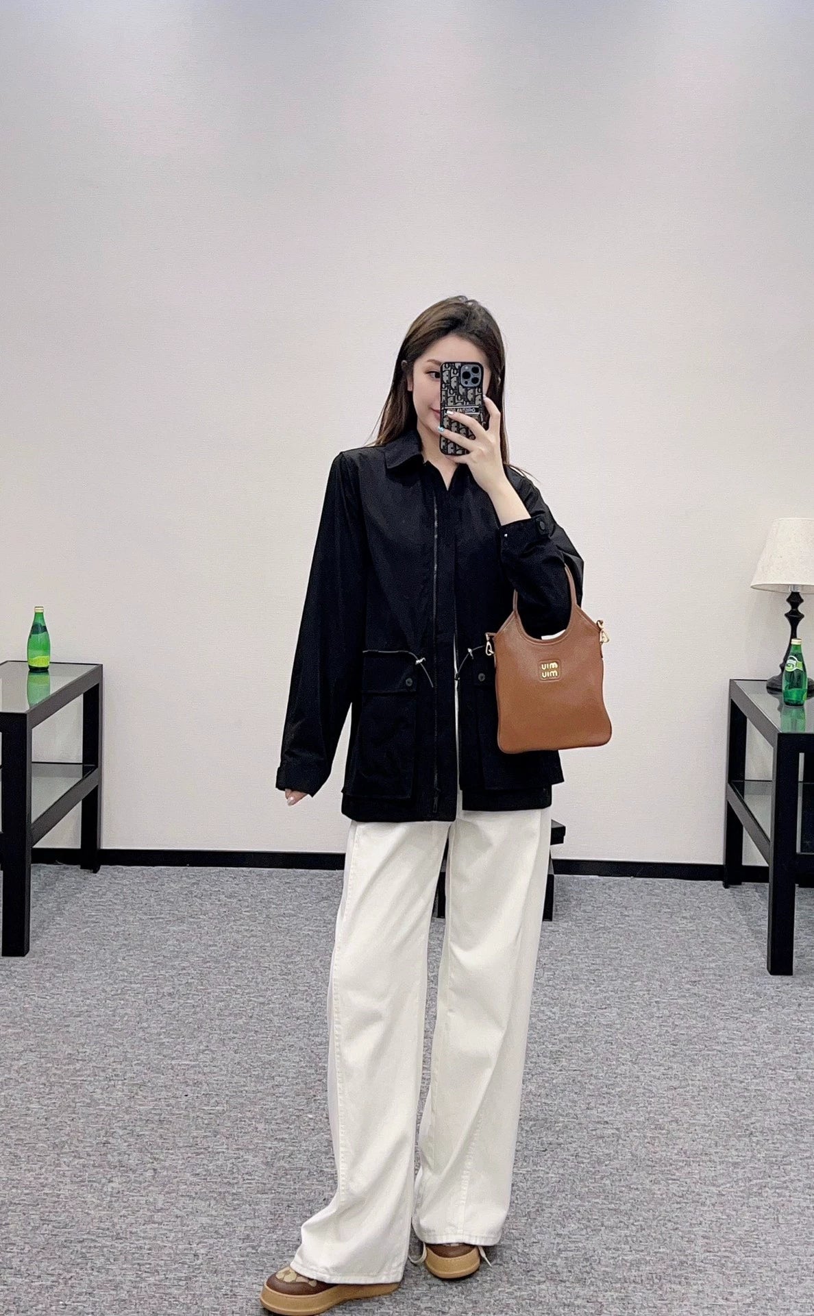 He 25 drawstring trench coat