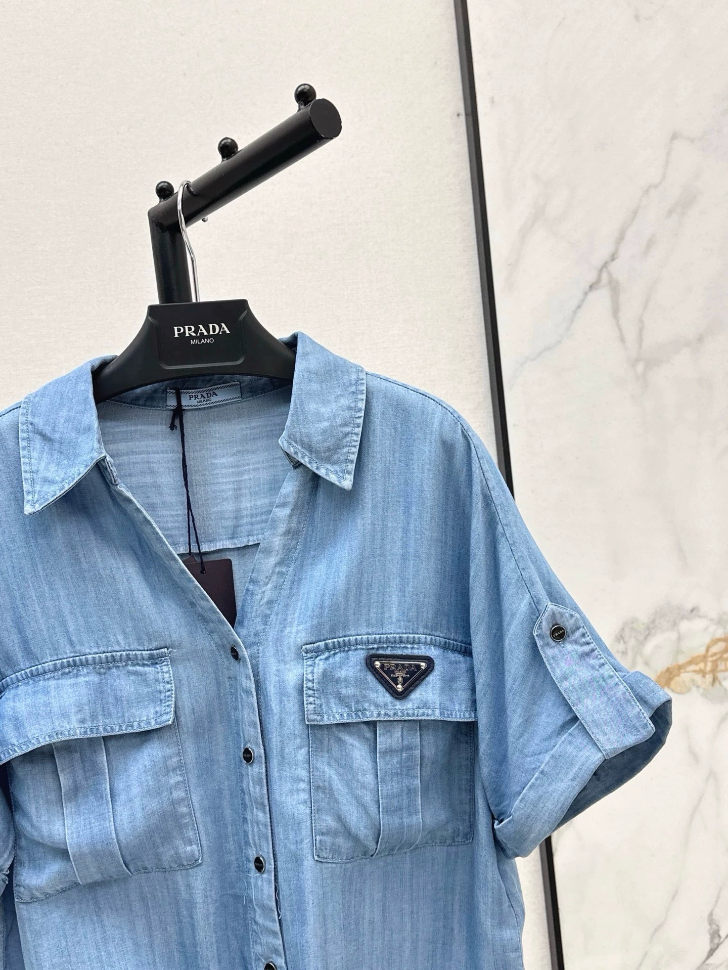P Spring/Summer 25 Lace-up bow denim shirt