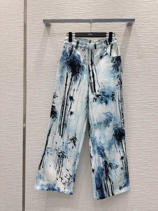 D 25 Neue Jeans mit Tuschemalerei-Print
