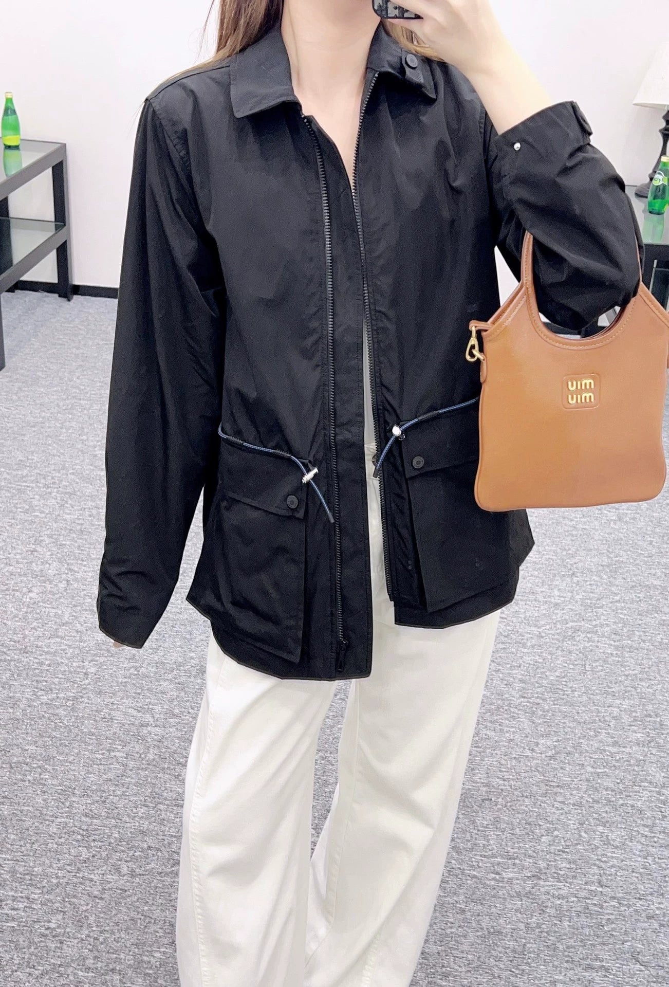 He 25 drawstring trench coat