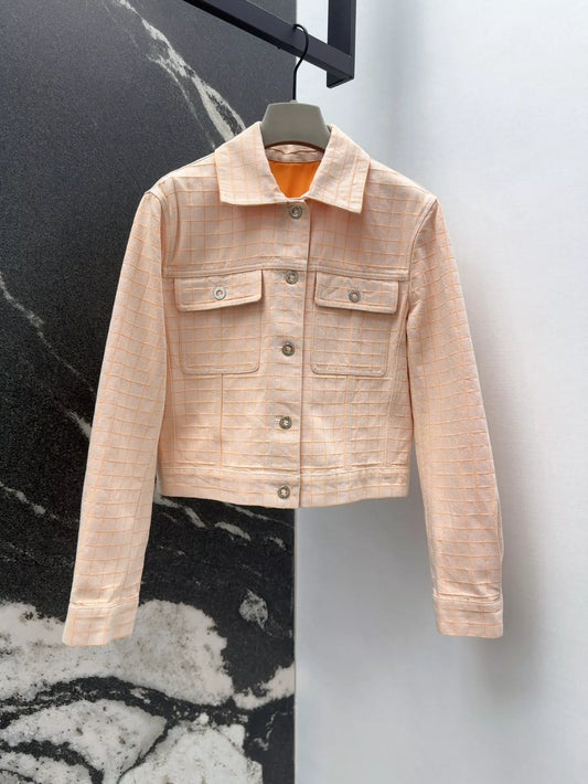 H 25 Neue klassische karierte Jeansjacke mit zwei Taschen für den Frühherbst