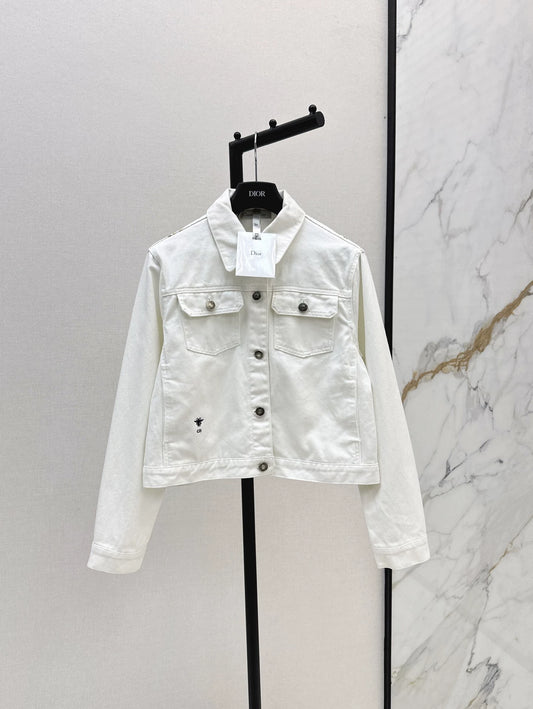 D 25Ss Frühherbst Neue Jeansjacke mit Rückendruck (weiß, grün, rosa)