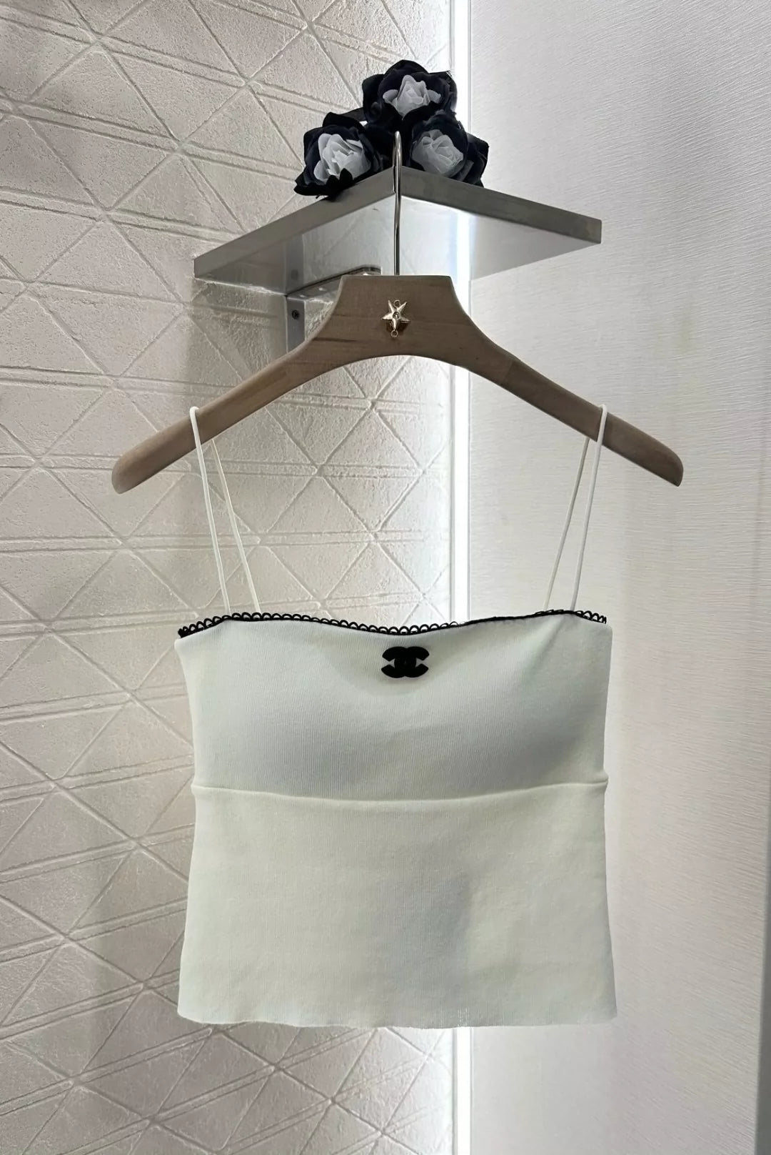 C 25 Spring/Summer New Spaghetti strap camisole with lace knit tank top