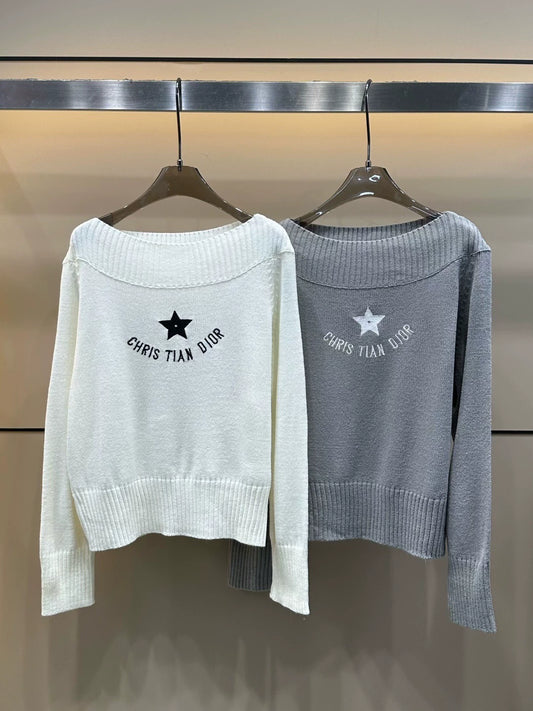 Di 25 New one-shoulder temperament knitted long sleeves