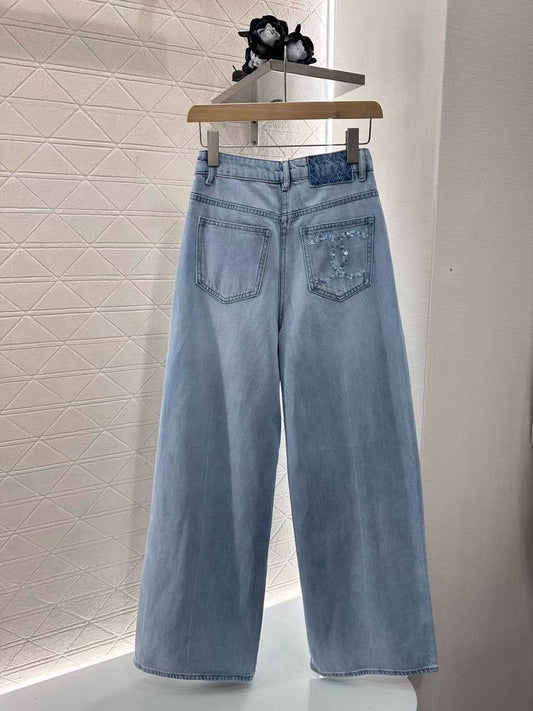 C 25 Sommer neue Pailletten Buchstaben gerade Jeans