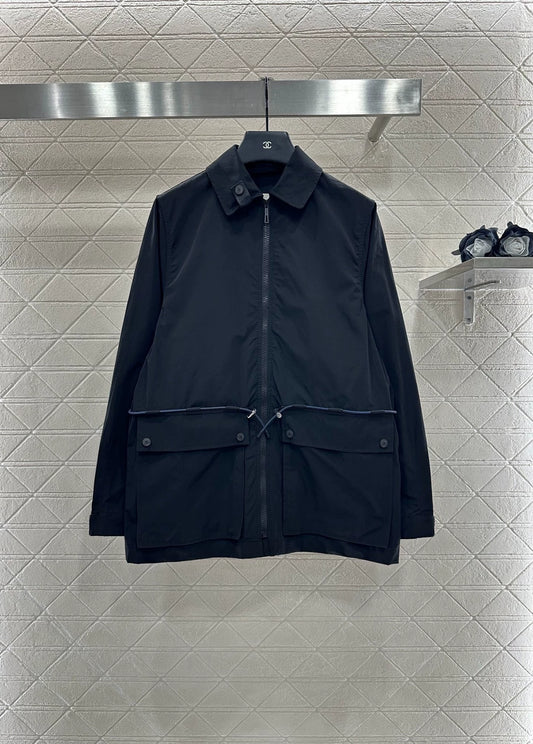 He 25 drawstring trench coat