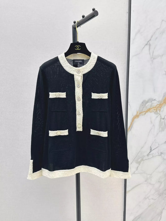 C 25 Early Fall New Premium Black and White Half Cardigan