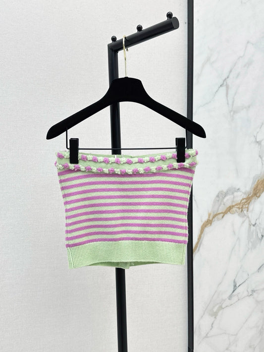 C 25 Printemps/Été Nouvel Été Ensemble Rayé Limité Fourreau + Cardigan