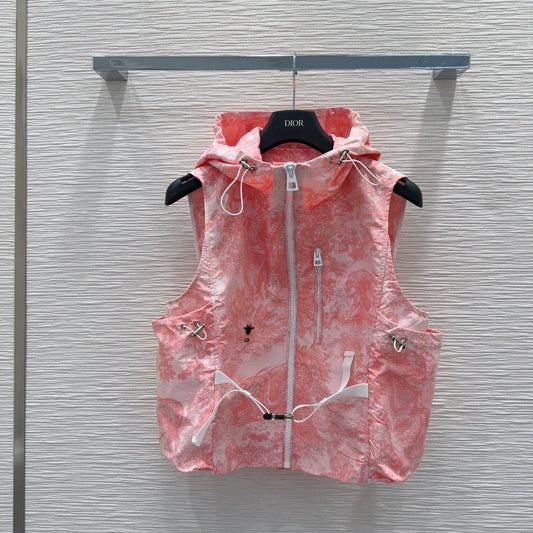 D 25 Nouveau gilet à capuche boutonné avec broderie d'abeille imprimée