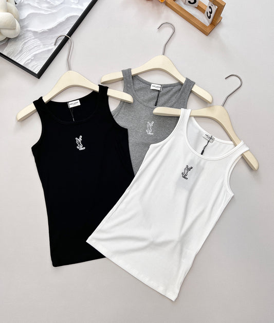Y 25 logo print ribbed stretch vest