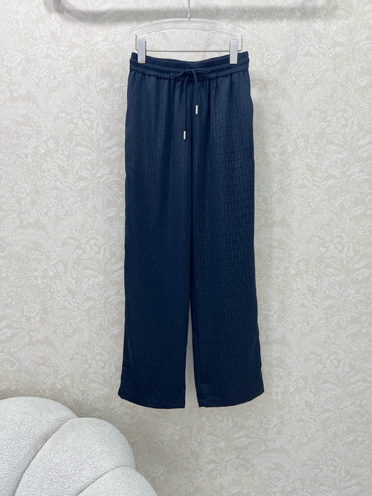 F 25 Summer New Old Flower Alphabet Dark Printed Wide Leg Pants