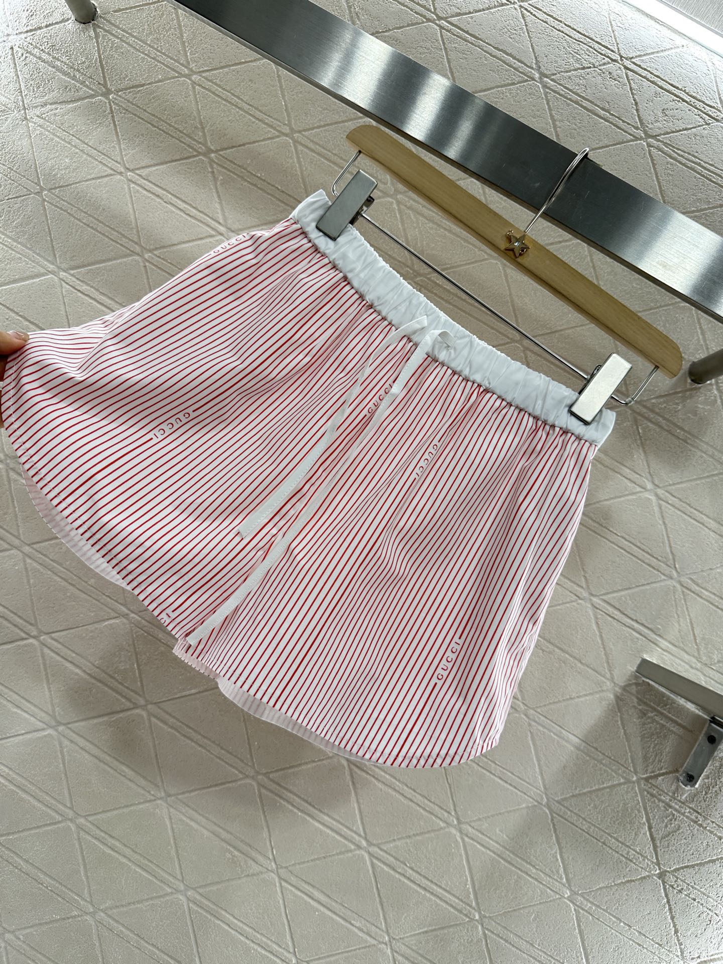 G 25  Striped Mid Sleeve Shorts