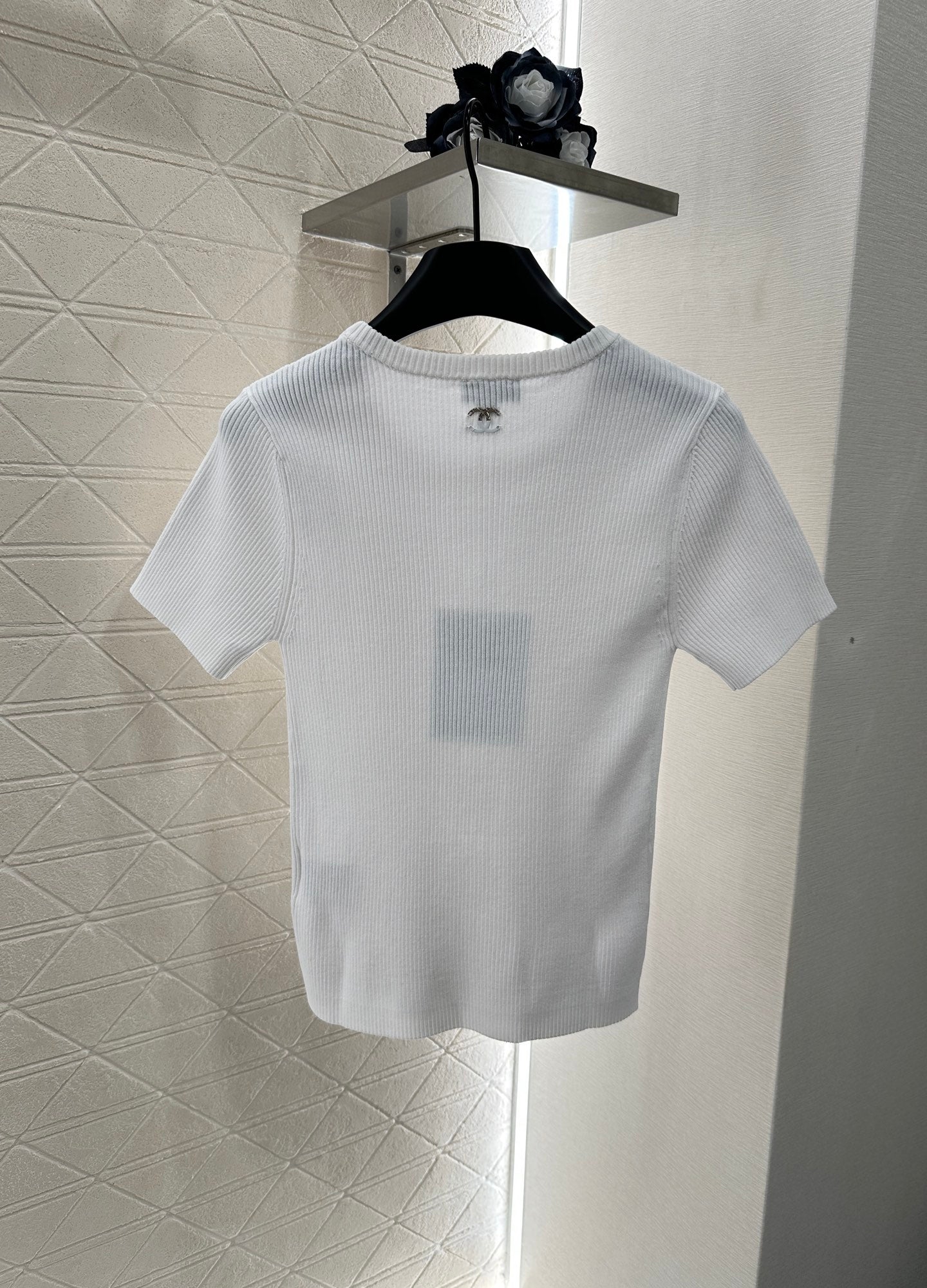 C 25 Lace-up Knit Short-Sleeve Top