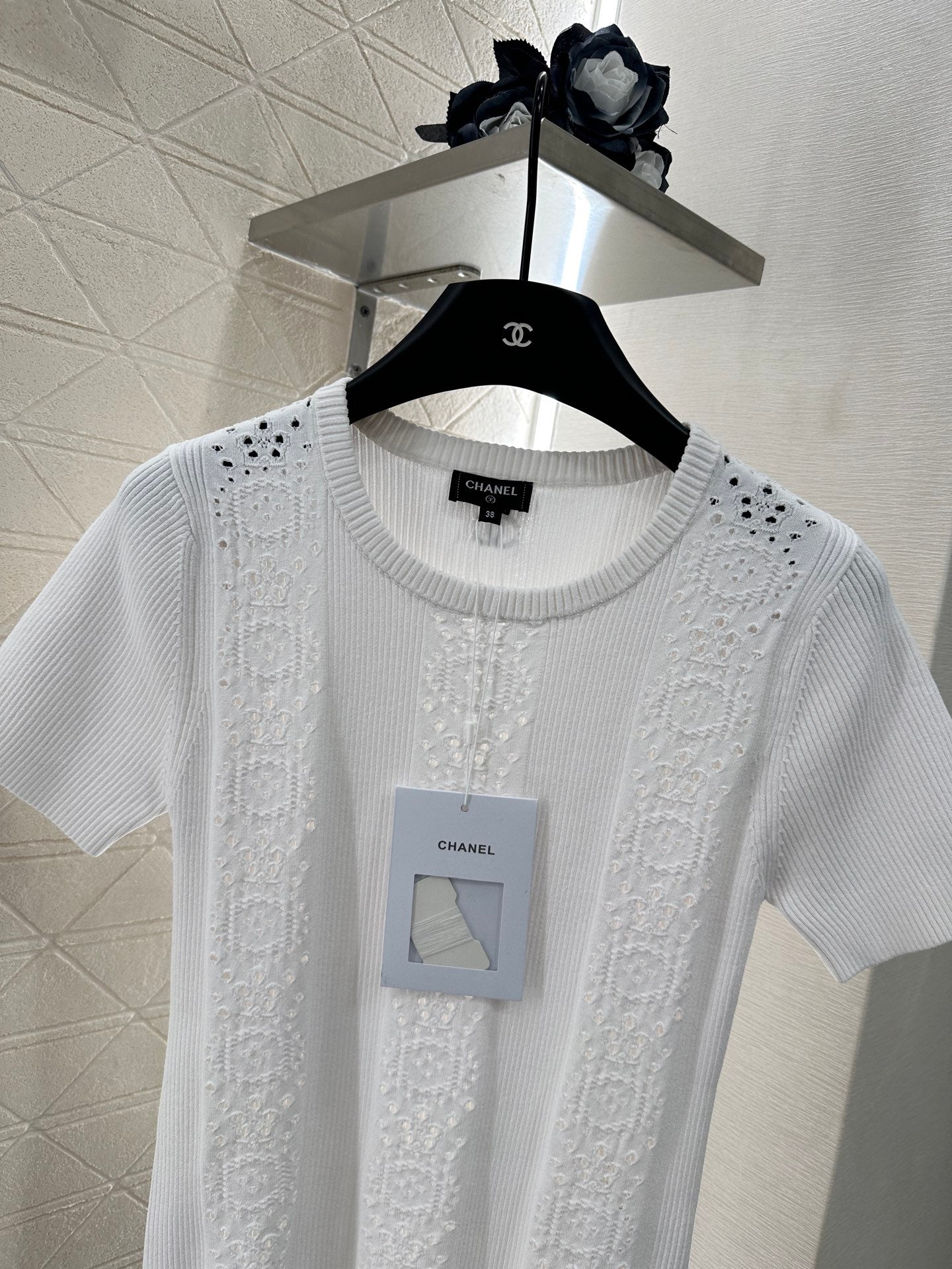 C 25 Lace-up Knit Short-Sleeve Top