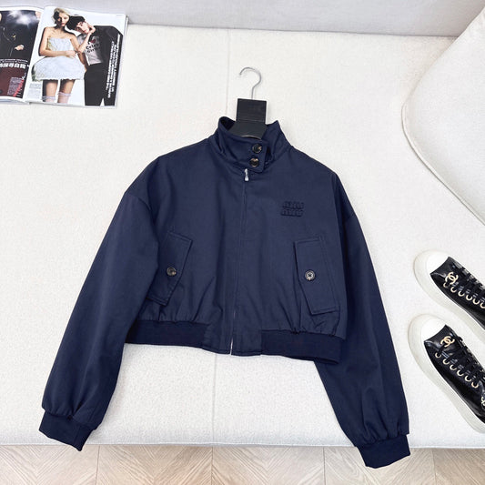 M 25Ss New Fall/Winter Royal Blue Contrast Green Plaid Lined Jacket