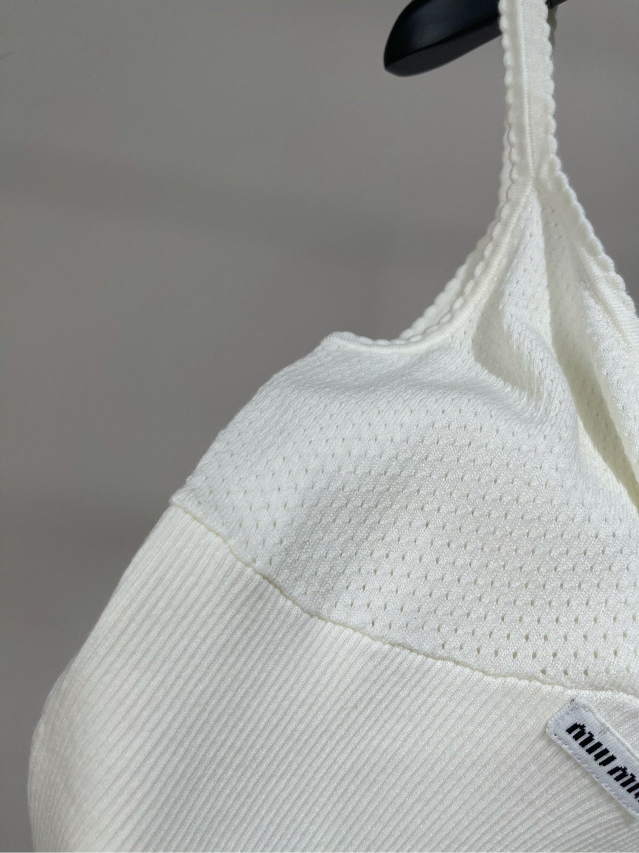 M 25 white logo deep V knitted camisole