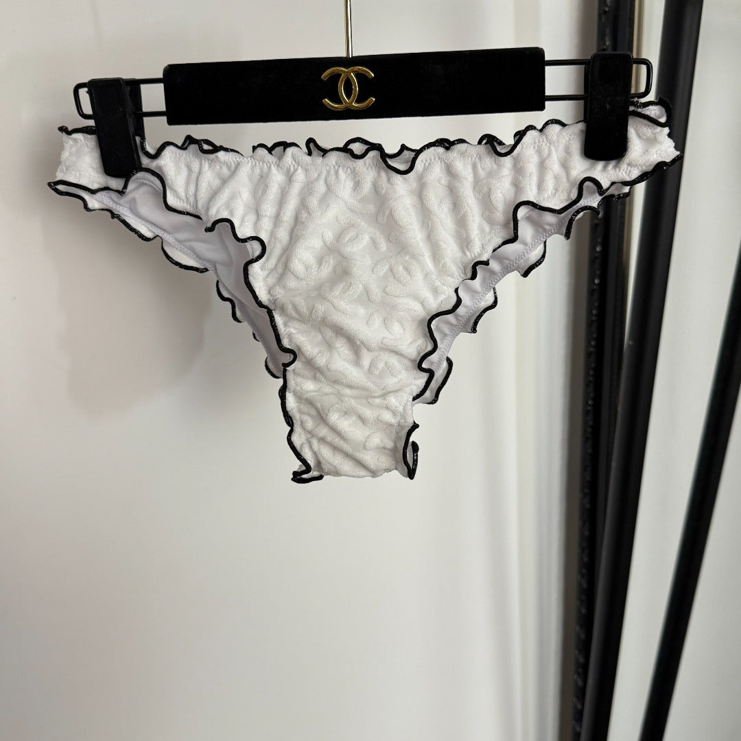 C 25 New bikini terry logo split swimsuit set(WHITE BLACK)