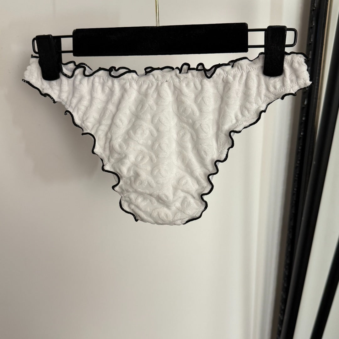 C 25 New bikini terry logo split swimsuit set(WHITE BLACK)