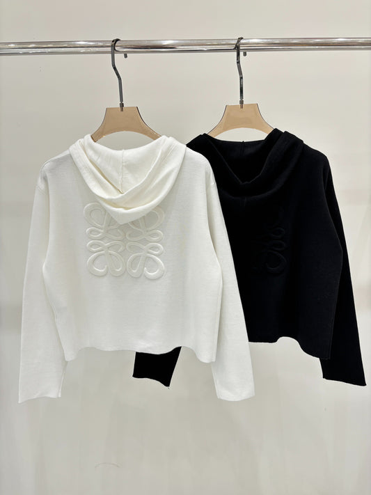 LO 25 Jacquard-Strickjacke mit Kapuze