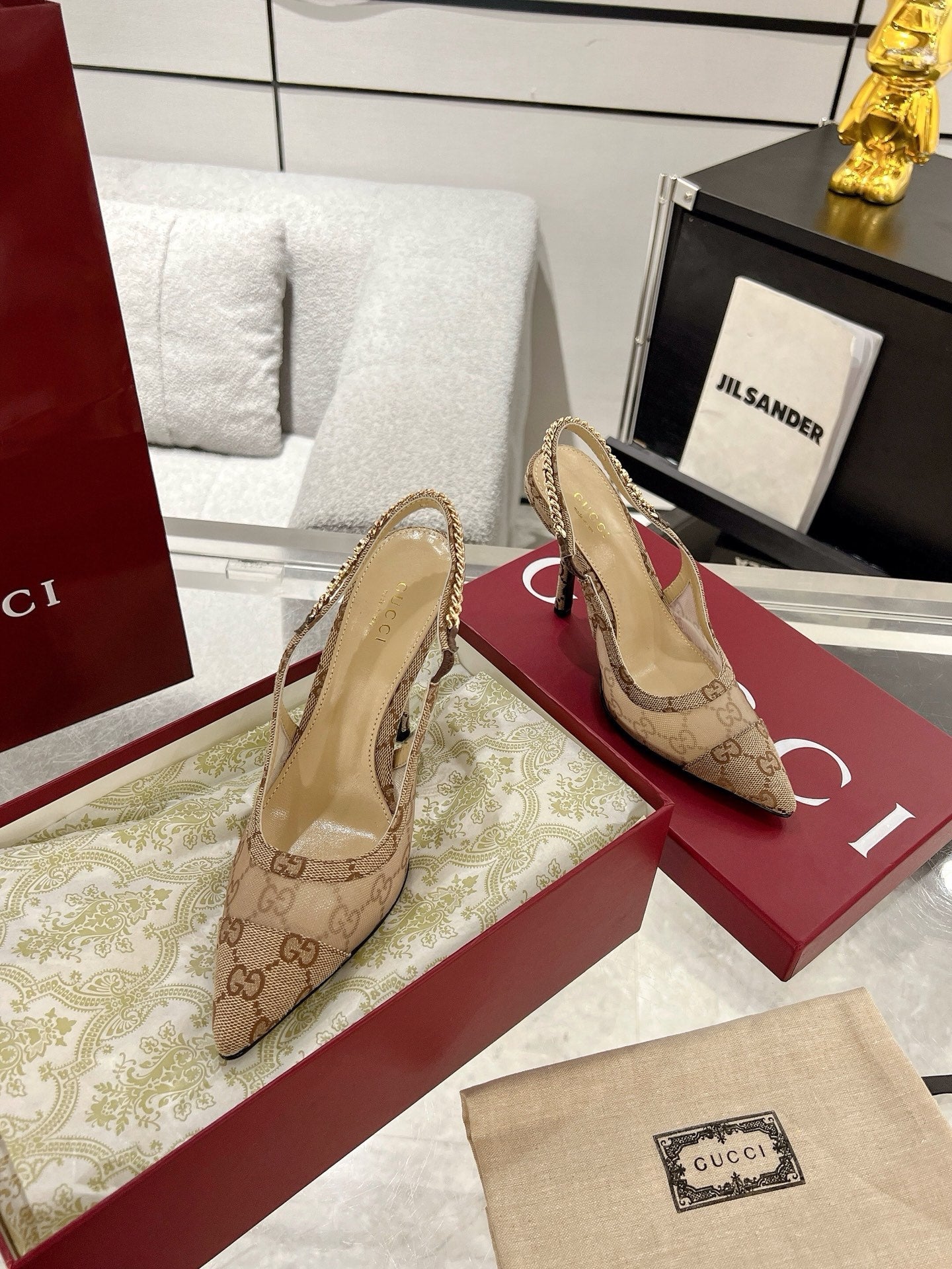 G New Chain High Heel Sandals