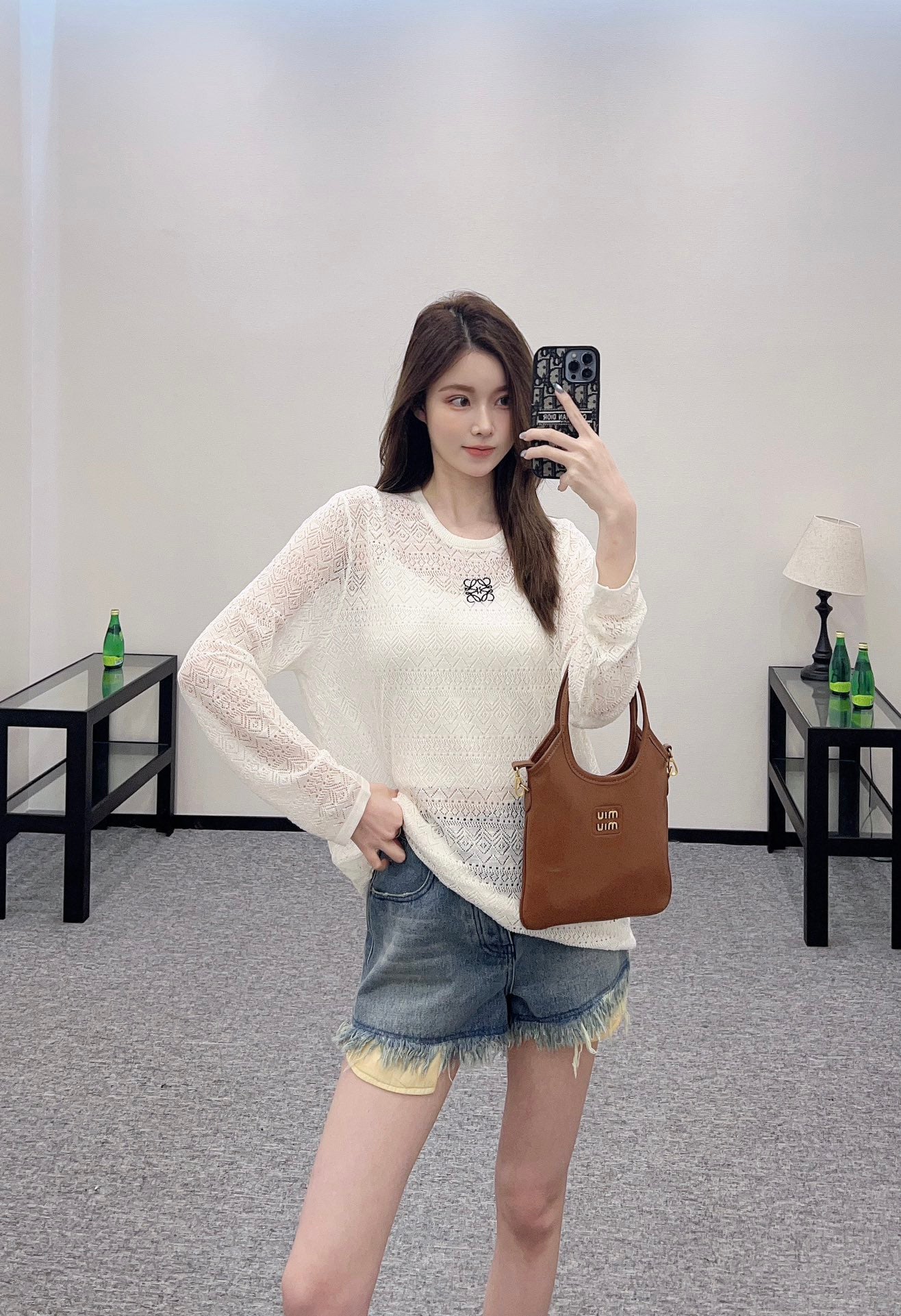 Lo 2025 new product Hollow knitted long sleeves