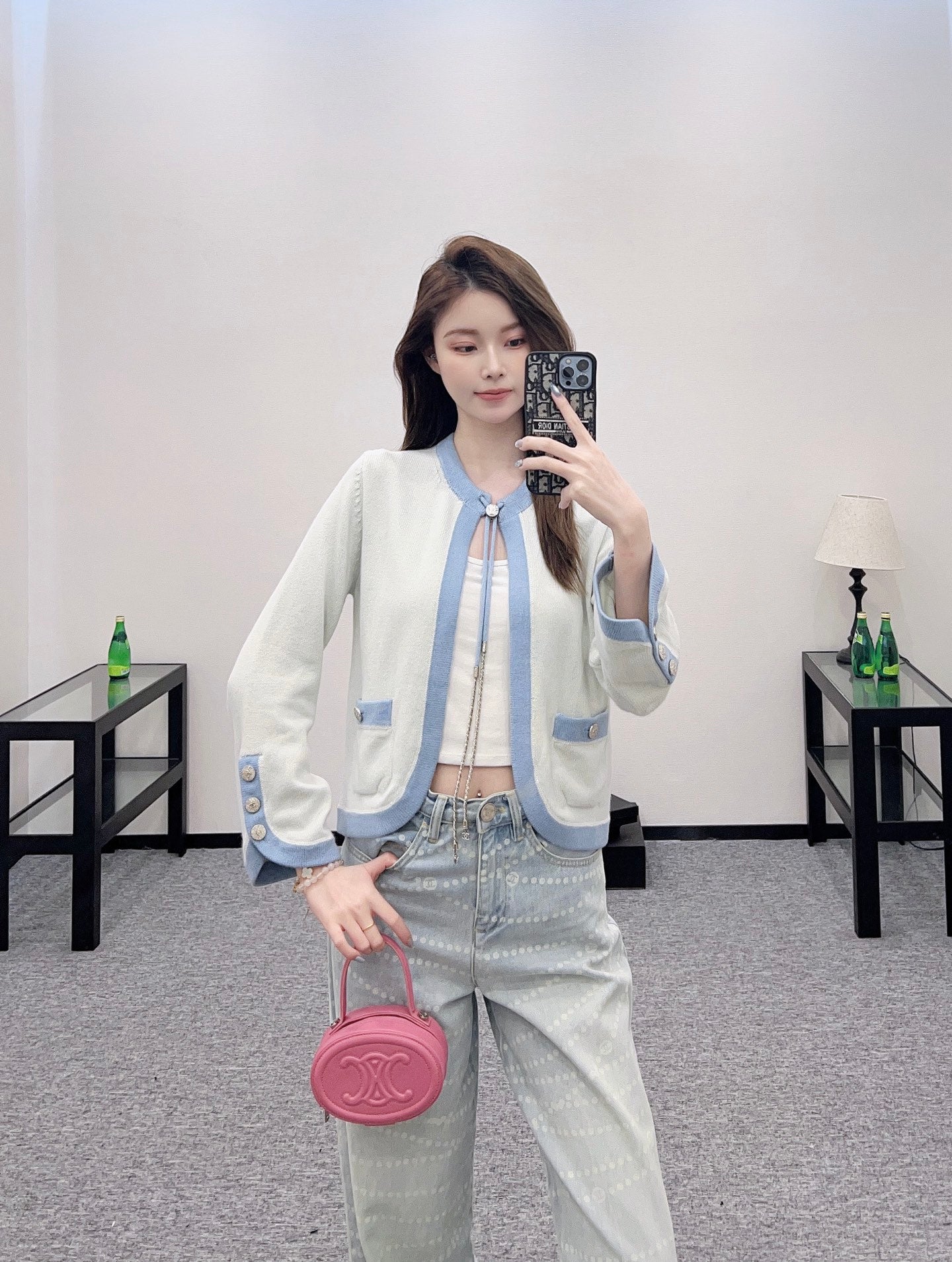 C 2025 new products Knitted cardigan(RED,BLACK,BLUE,LIGHT BLUE,PINK)