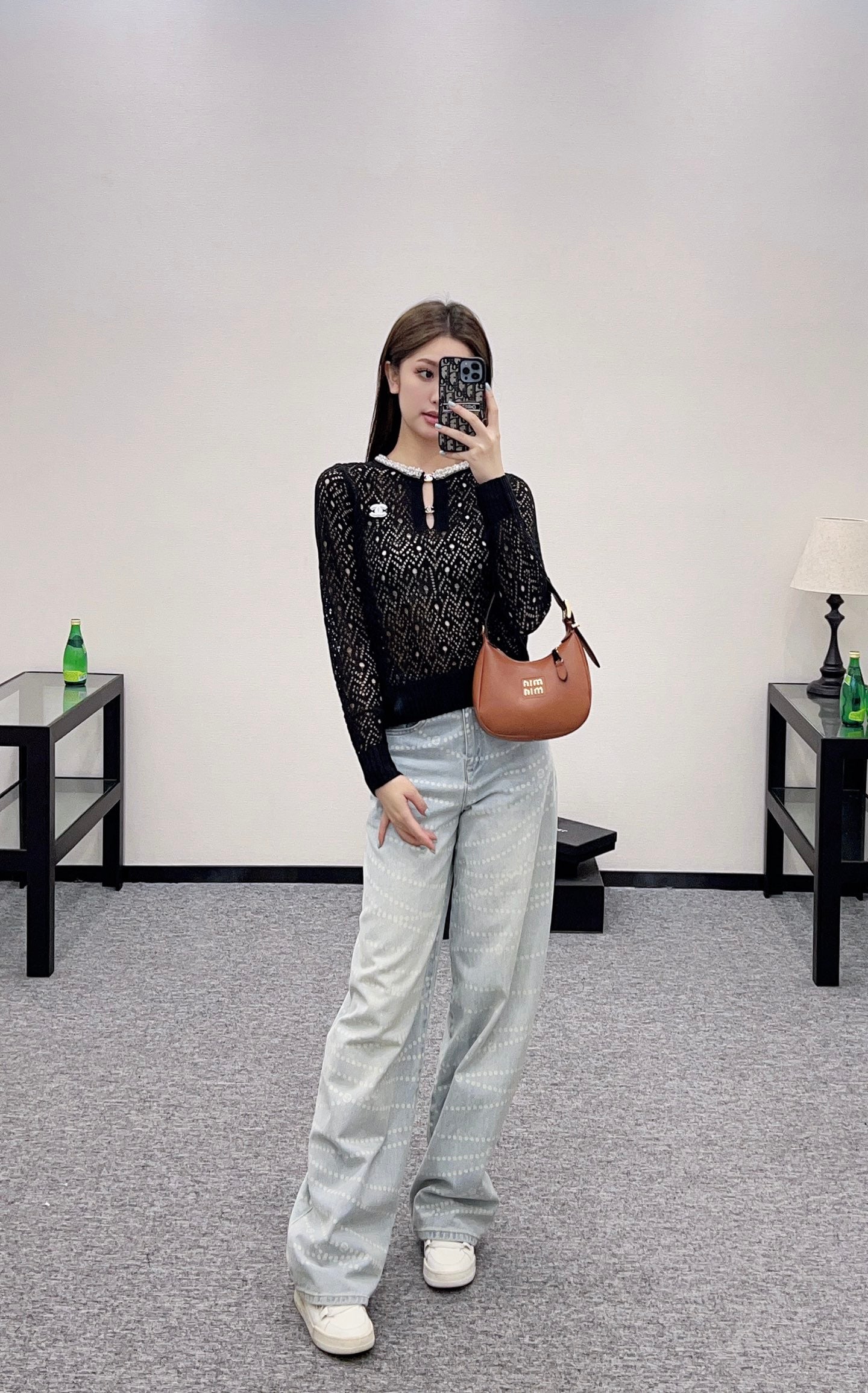 C 2025 new product Pearl hollow long sleeves