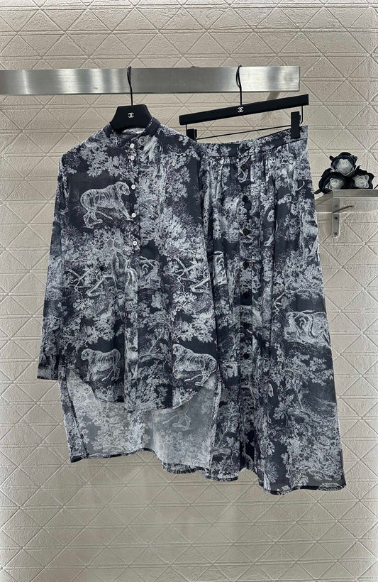 D 2025 nouveau produit Ensemble chemise longue et jupe