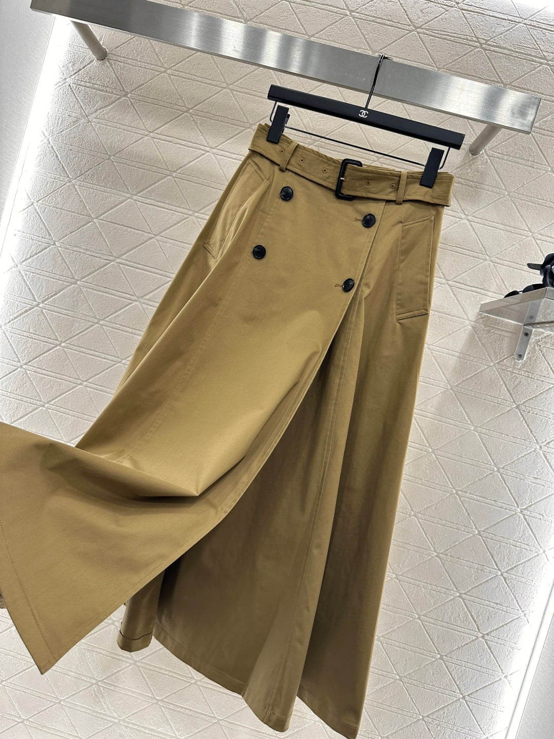 Di 25 Cotton belted high waist skirt(KHAKI/NAVY)