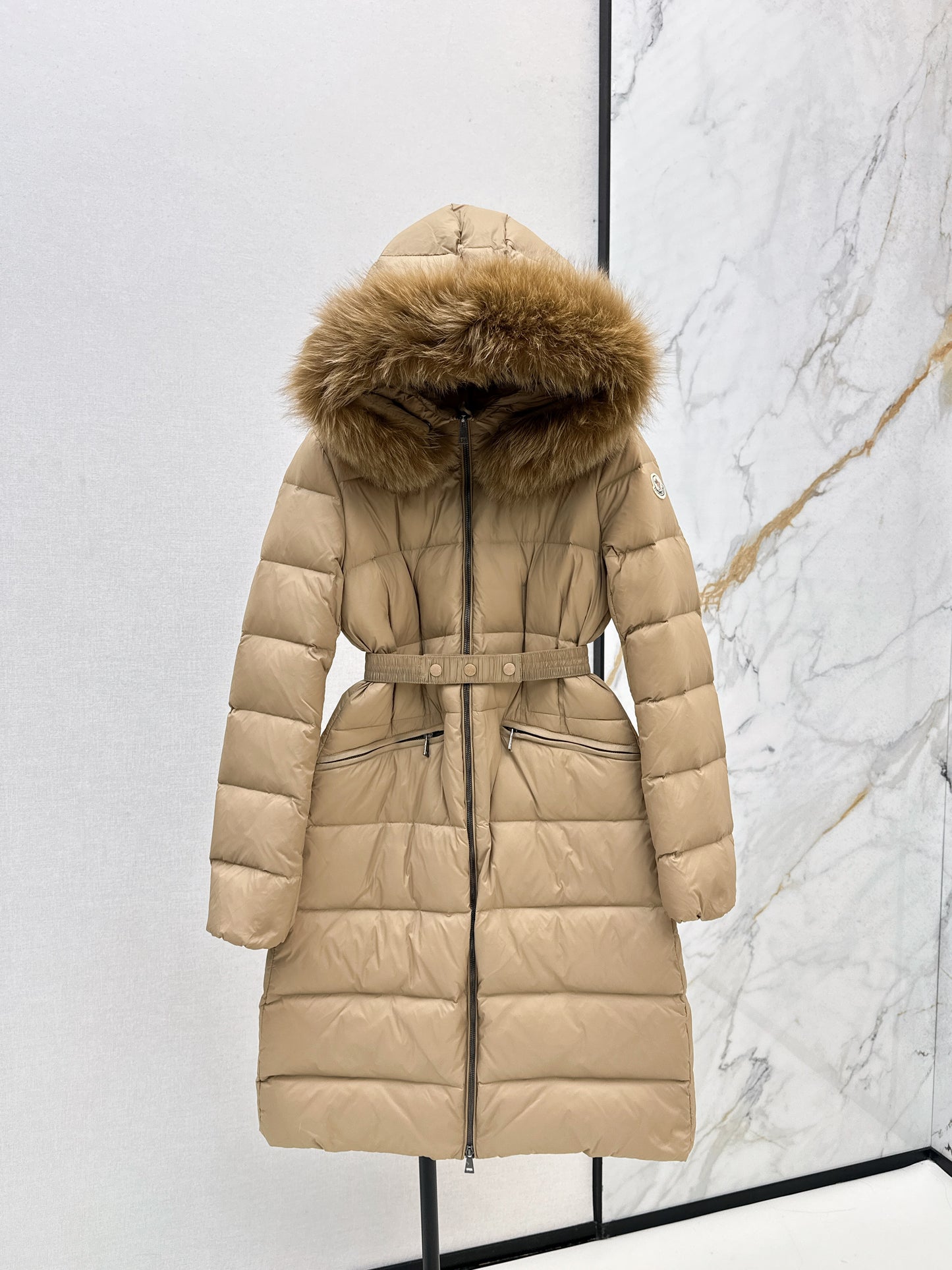 Mon 25 Raccoon fur collar hooded long down jacket(WHITE/BLACK/KHAKI/GREEN)