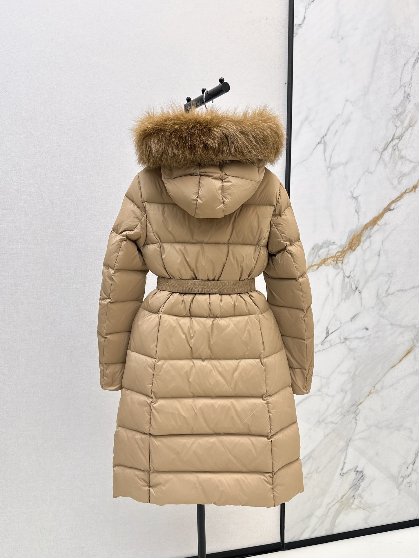 Mon 25 Raccoon fur collar hooded long down jacket(WHITE/BLACK/KHAKI/GREEN)