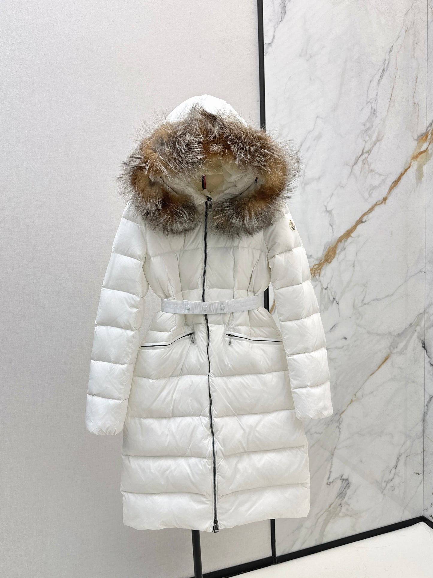 Mon 25 Raccoon fur collar hooded long down jacket(WHITE/BLACK/KHAKI/GREEN)
