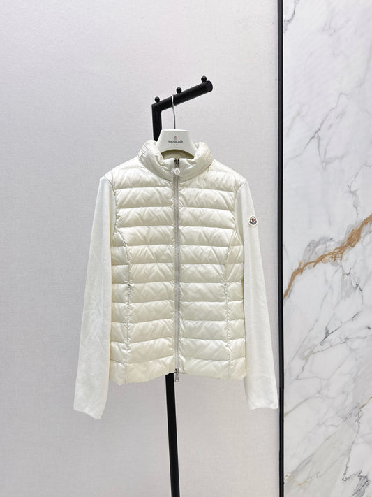 Mon 25fw New patchwork knitted down jacket(WHITE/PINK/BLACK)